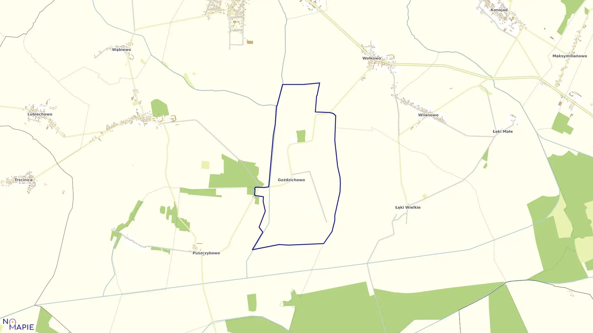 Mapa obrębu GOŹDZICHOWO w gminie Kamieniec